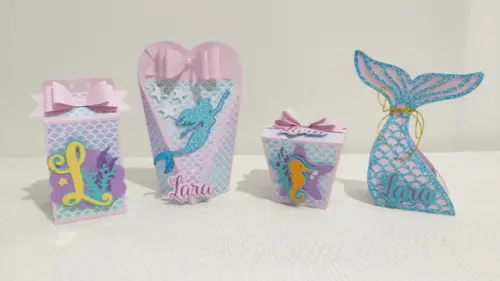 Kit Festa 40 Lembrancinhas Personalizadas Sereia Luxo Rosa