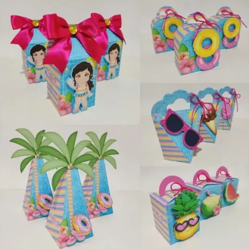35 Itens Personalizados Caixinhas Pool Party Menina