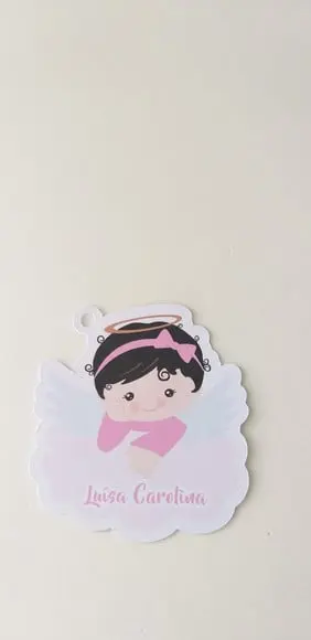 50 Tags de Agradecimento Anjinha Batizado Menina