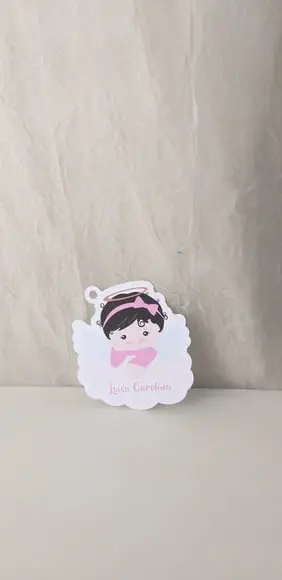50 Tags de Agradecimento Anjinha Batizado Menina