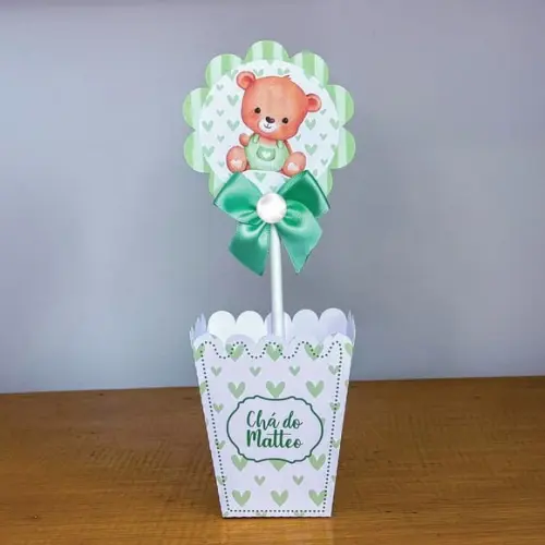 Centro de Mesa Cachepô Chá de Bebê Verde 2