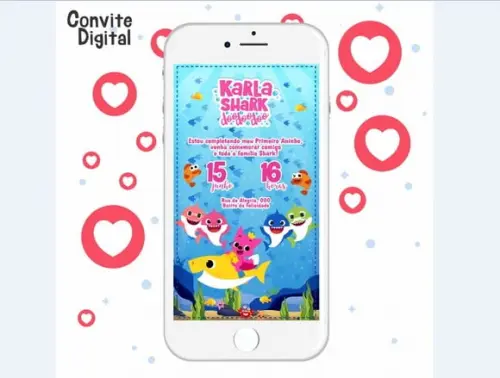 Convite Digital Baby Shark Menina