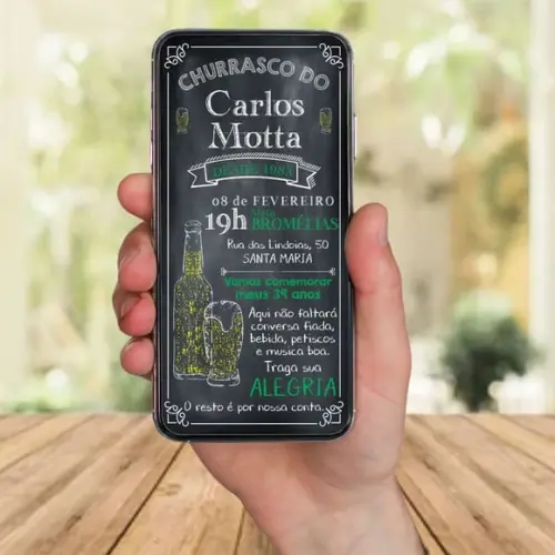 Convite Digital Chalkboard Quadro de Giz