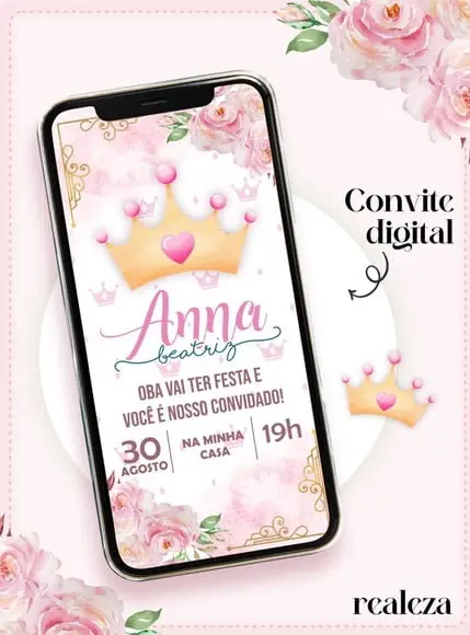 Convite Digital Realeza Menina