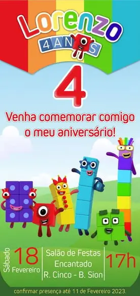 Convite Digital Numberblocks