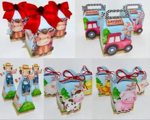 Kit Festa Infantil Caixinhas Fazendinha Menino 4- 15 Peças