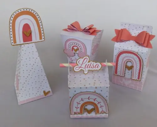 Kit Festa Personalizada Arco-íris Boho - 20 Itens- 3d
