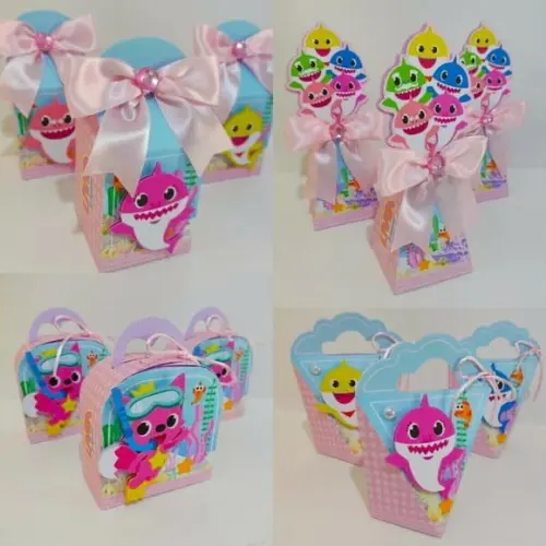 Kit Festa Personalizada Baby Shark Menina 2- 50 Peças