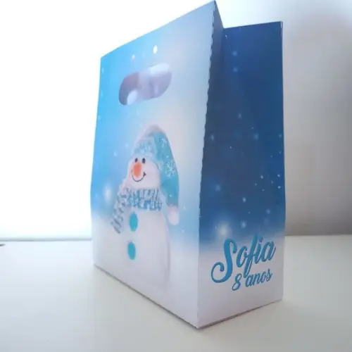 Sacolinha Personalizada Inverno Gelo Boneco de Neve