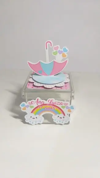 Tags 3d para Caixinhas Acrílicas Chuva de Amor-30 Unidades