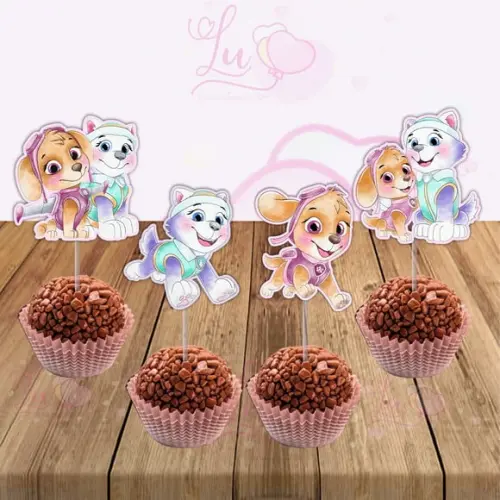 Toppers para Docinhos Patrulha Canina Aquarela-50 Unidades