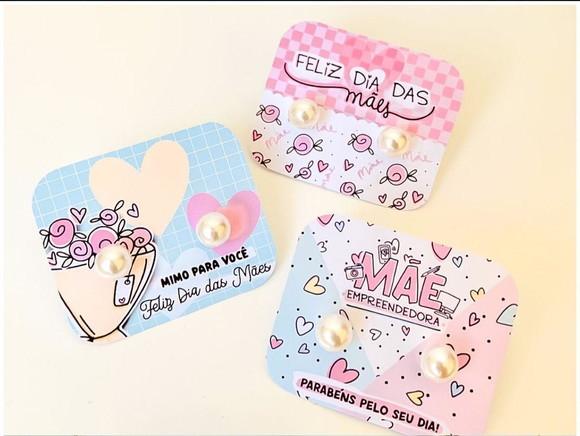 20 Cards com Brincos Pérolas Dia das Mães