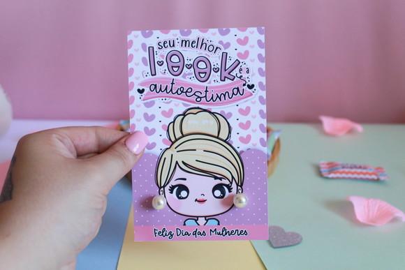 20 Cards com Brincos Pérolas Dia Internacional da Mulher