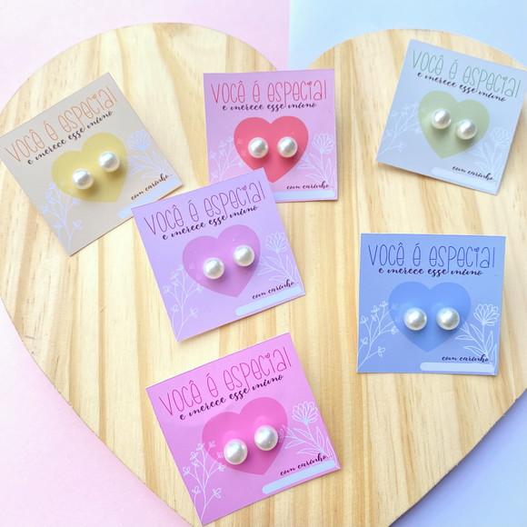 20 Cards com Brincos Pérolas Dia das Mães