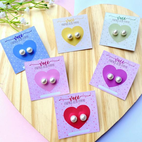 20 Cards com Brincos Pérolas Dia das Mães