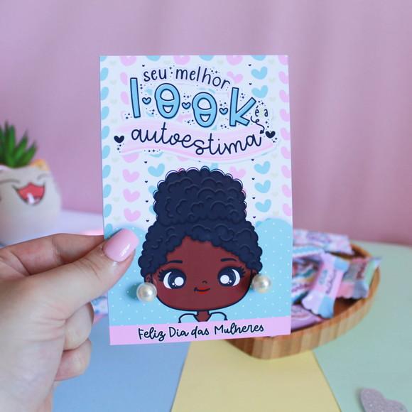 20 Cards com Brincos Pérolas Dia Internacional da Mulher