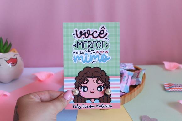 20 Cards com Brincos Pérolas Dia Internacional da Mulher