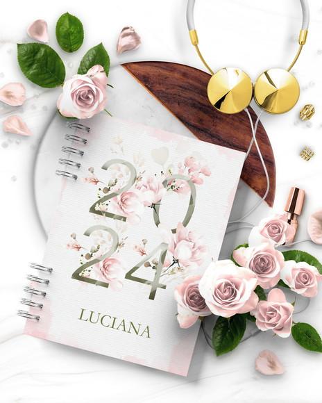 Agenda 2024 2 Dias Por Folhas Floral Rosa