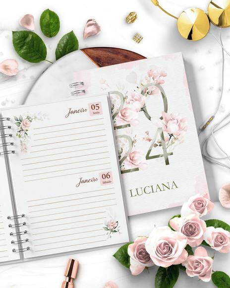 Agenda 2024 2 Dias Por Folhas Floral Rosa