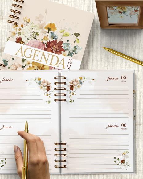 Agenda 2024 2 Dias Por Folhas Floral