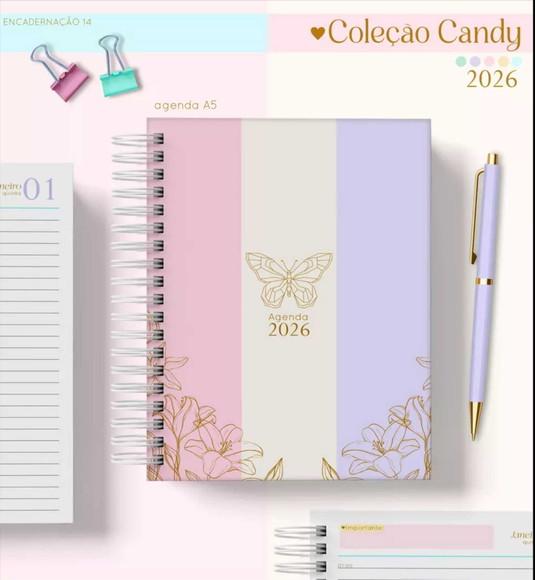 Agenda Candy Color 2026 2 Dias Por Folhas
