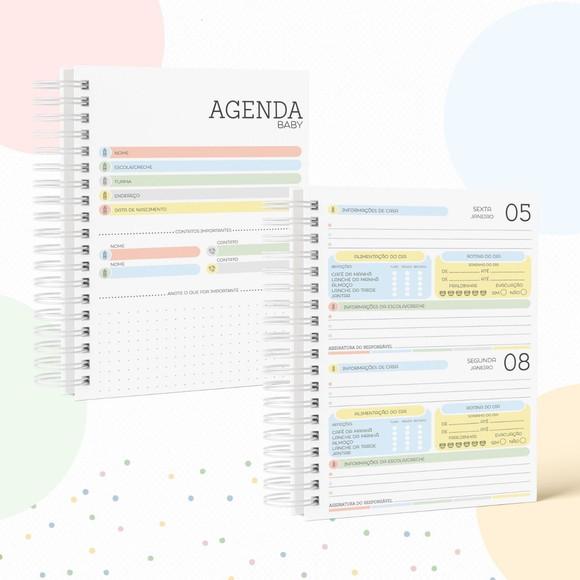 Agenda para Creche 2024 2 Dias Por Folhas Dinossauro