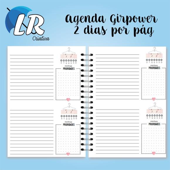 Agenda permanente Girl Power 2 dias por folhas