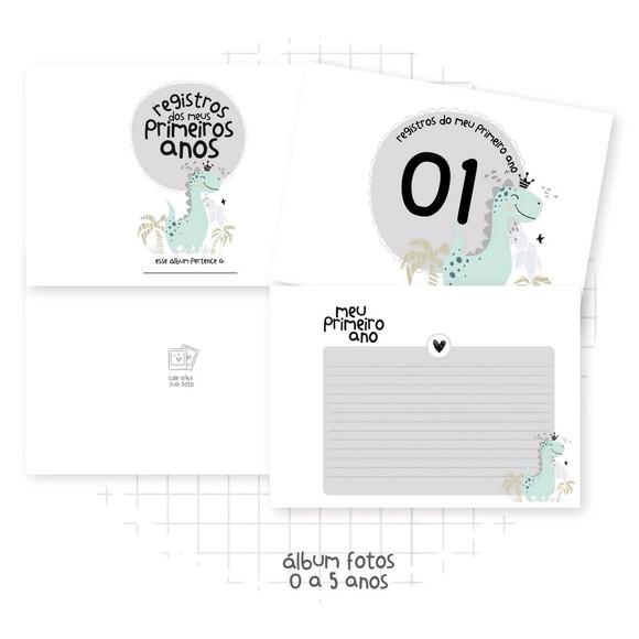 Álbum do bebê de 0 a 5 anos dinossauro