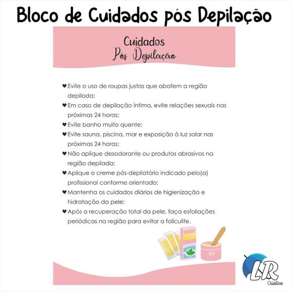 Bloco de Cuidados Pós Depilação