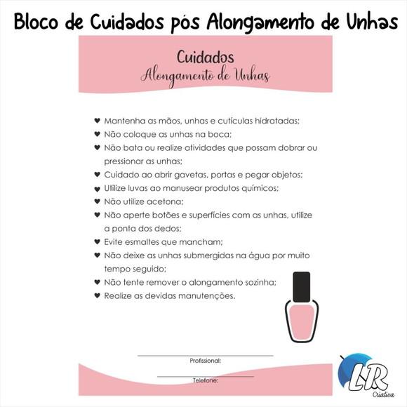 Bloco de Cuidados Pós Alongamentos de Unhas