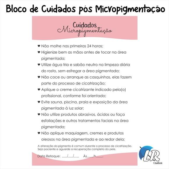 Bloco de Cuidados Pós Micropigmentação