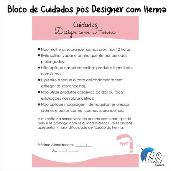 Bloco de Cuidados Pós Designer com Henna