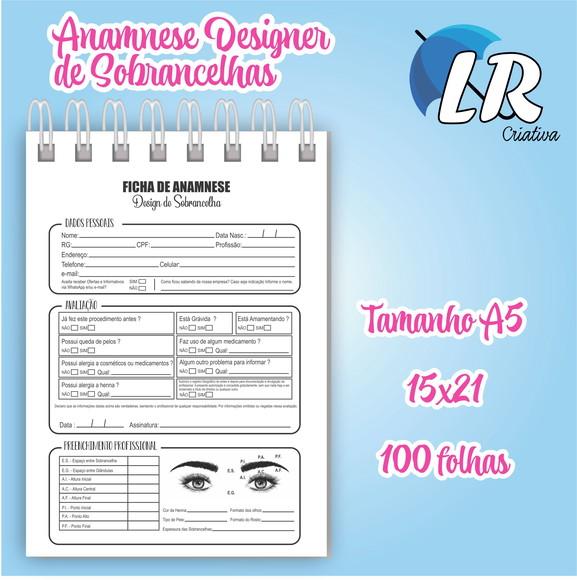 Caderno De Anamnese Designer de Sobrancelhas