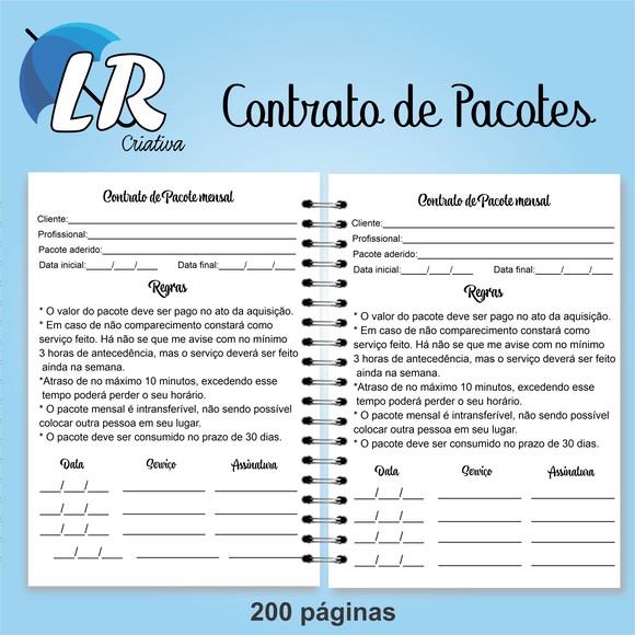 Caderno de contrato de pacote