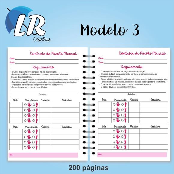 Caderno de controle de pacote + contrato Mensal manicure
