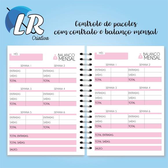 Caderno de controle de pacote + contrato Mensal manicure