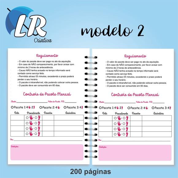 Caderno de controle de pacote + contrato Mensal manicure
