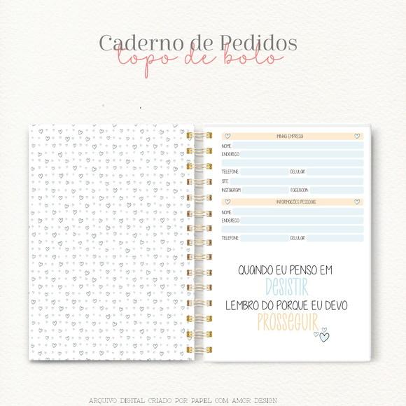 Caderno de Pedidos de topos de bolo