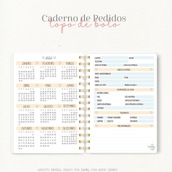 Caderno de Pedidos de topos de bolo