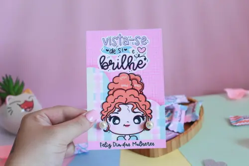 20 Cards com Brincos Pérolas Dia Internacional da Mulher