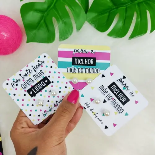 20 Lembrancinhas Dia das Mães Brincos Pérolas