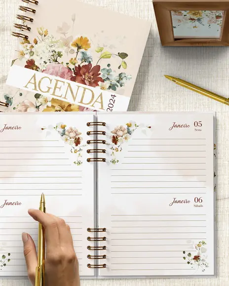 Agenda 2024 2 Dias Por Folhas Floral