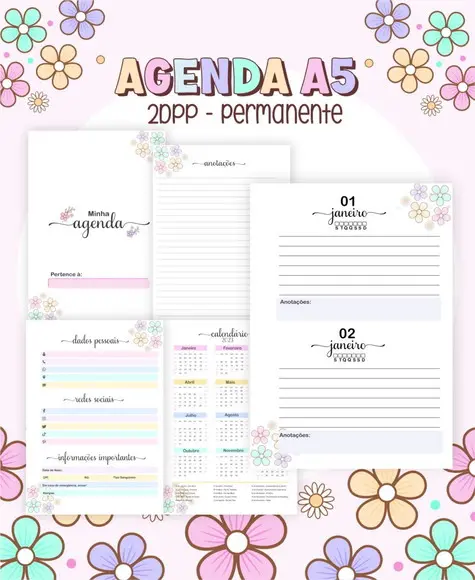 Agenda Alfabeto Fofo 2023 2 Dias Por Folhas