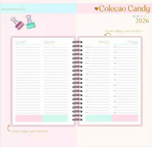 Agenda Candy Color 2026 2 Dias Por Folhas