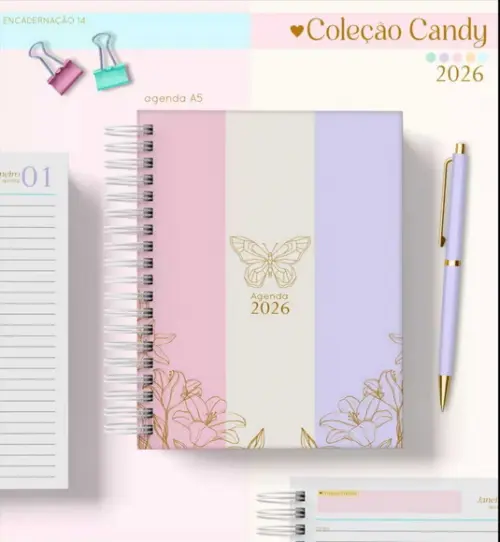 Agenda Candy Color 2026 2 Dias Por Folhas