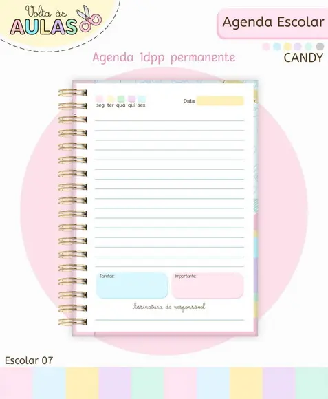 Agenda Escolar Aluninha 1 Dia Por Folha