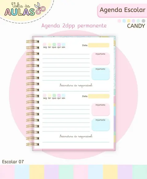 Agenda Escolar Aluninha 2 Dia Por Folha