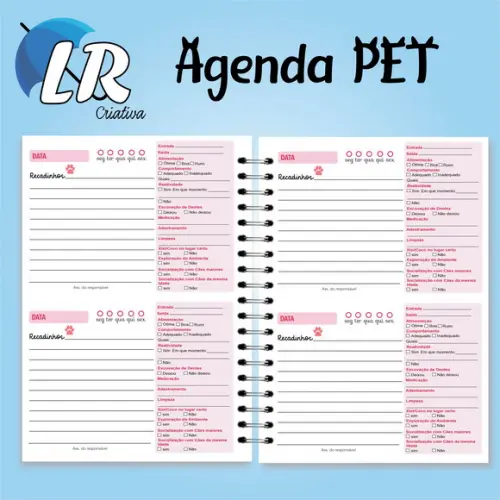 Agendinha para Creche Pet