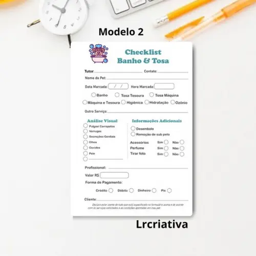 Bloco Checklist Banho e Tosa