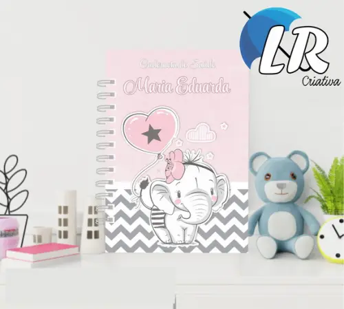 Caderneta de Saúde (vacinação) Elefantinha Personalizada